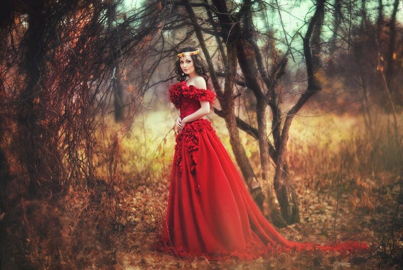 Woman in Red Gown — Dramatic, Autumn