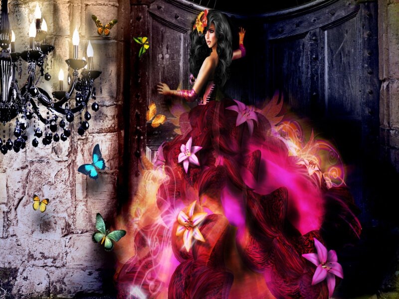 Woman in Red Gown — Dramatic, Night