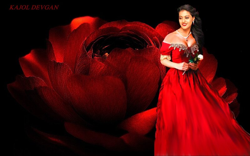 Woman in Red Gown — Dramatic, Photograph, Rose
