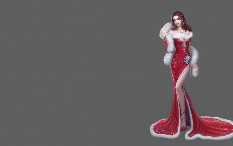 Woman in Red Gown — Elegant, 3d Render