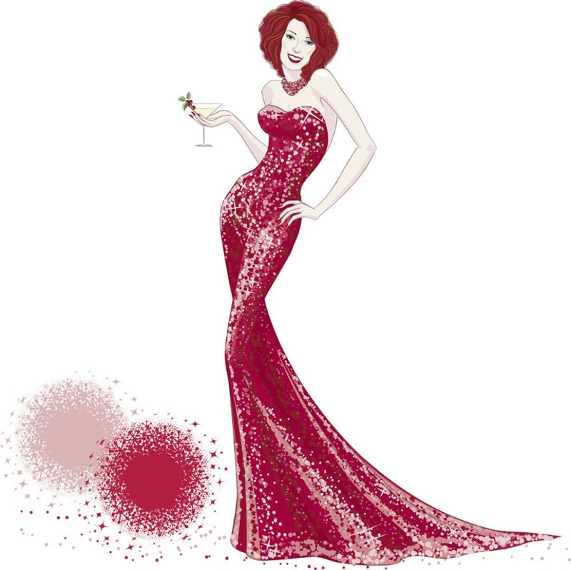 Woman in Red Gown — Elegant, Illustration