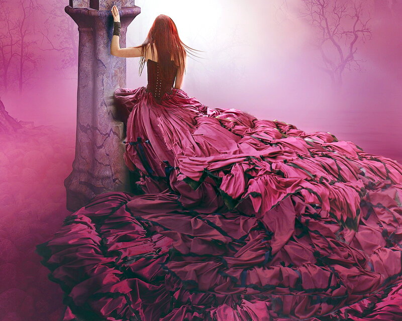 Woman in Red Gown — Pink