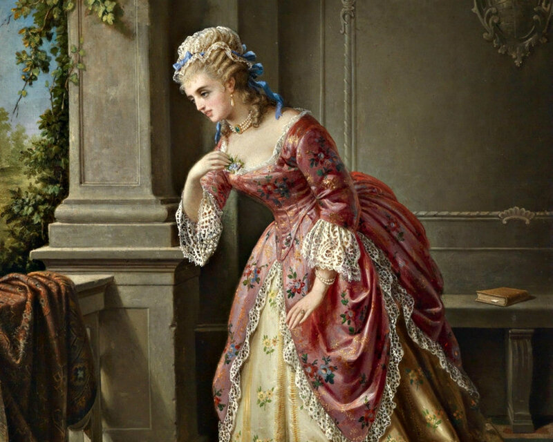 Woman in Red Gown — Serene, Painting
