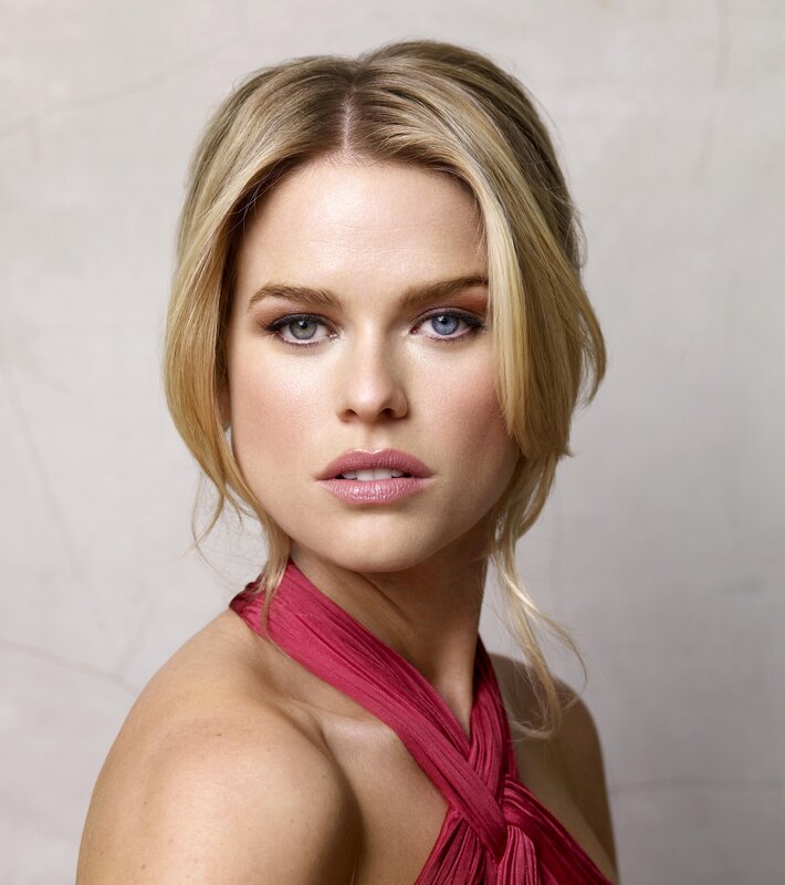 woman in red halter top