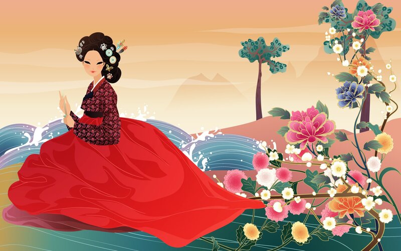Woman in Red Hanbok