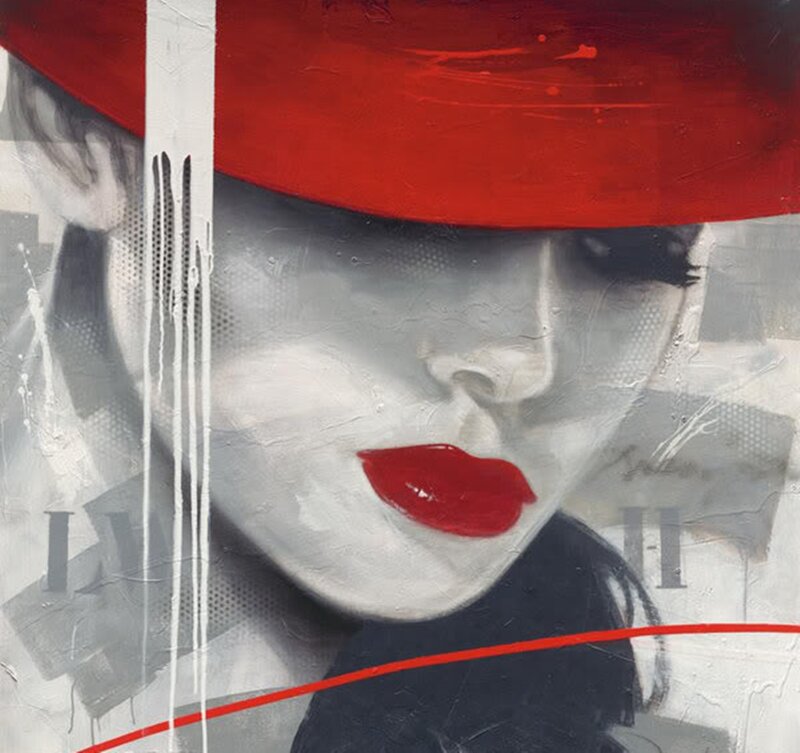 Woman in Red Hat — Dramatic, Painting