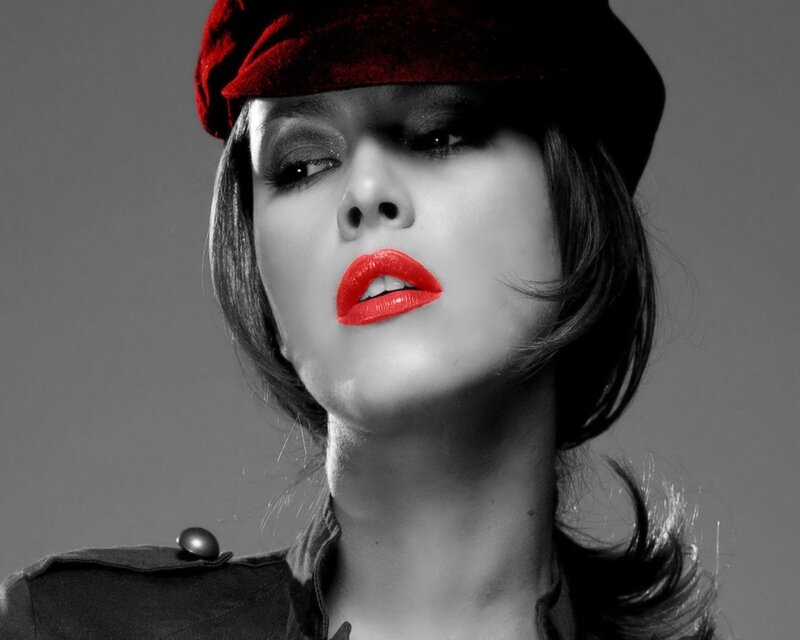 Woman in Red Hat — Dramatic, Photograph, Lipstick