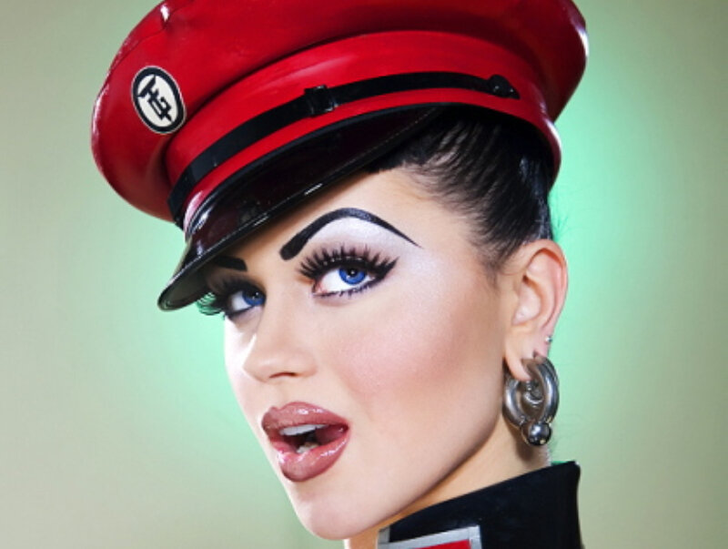 Woman in Red Hat — Dramatic, Photograph, Makeup