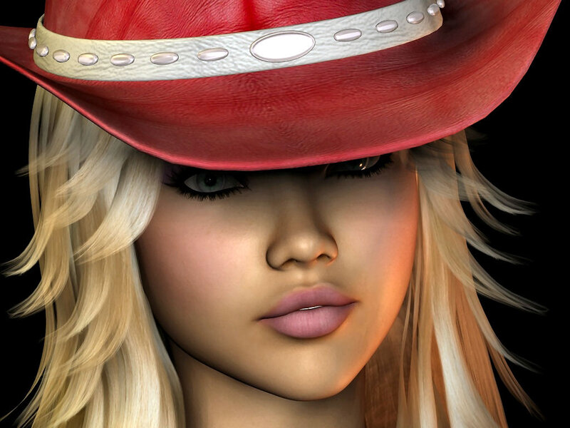 Woman in Red Hat — Neutral, 3d Render