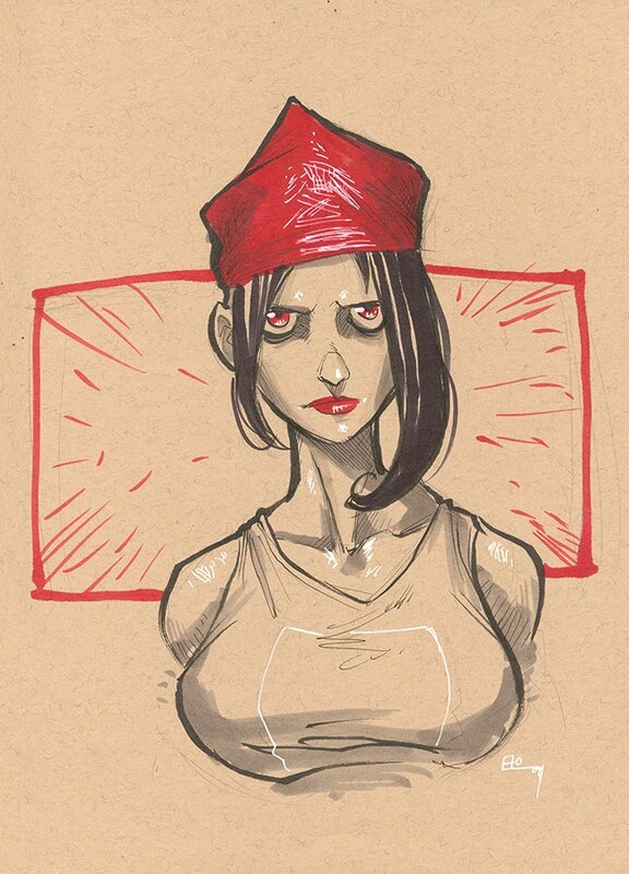 woman in red hat portrait