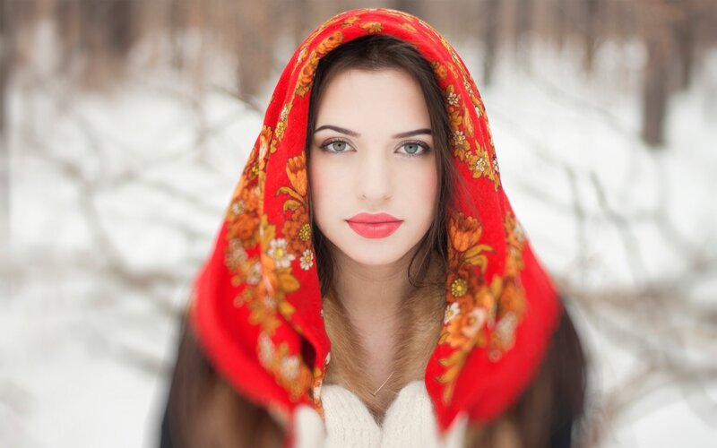 Woman in Red Headscarf — Calm