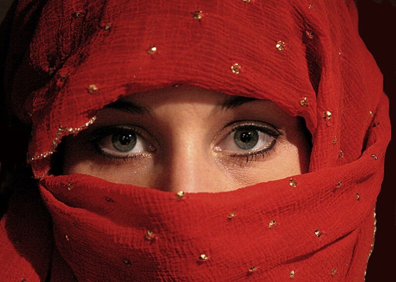 Woman in Red Headscarf — Dramatic