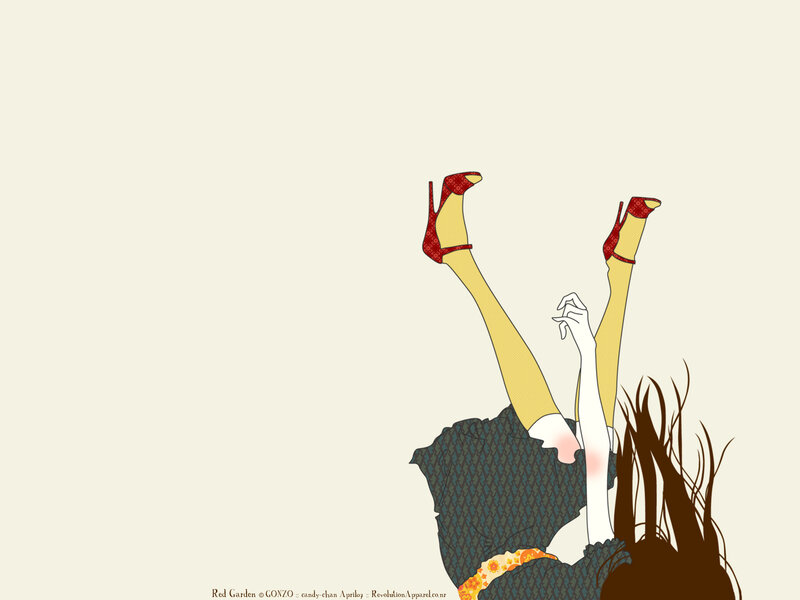 woman in red heels illustration