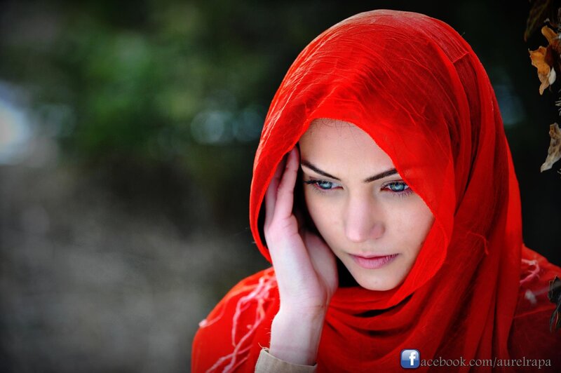 woman in red hijab