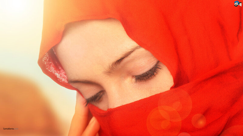 Woman in Red Hijab — Serene