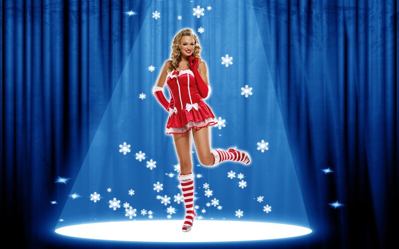 woman in red holiday costume