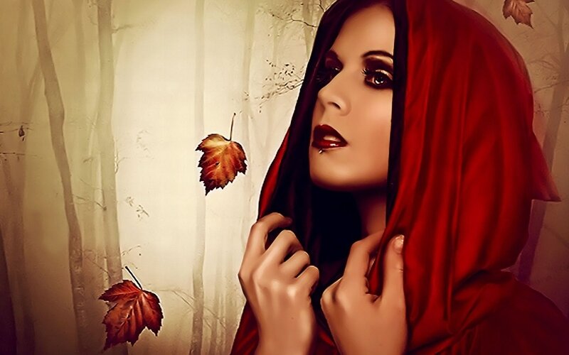 woman in red hood