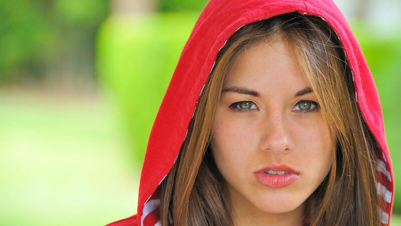 woman in red hood
