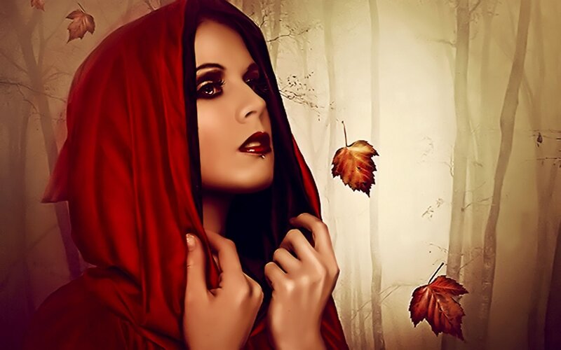 woman in red hood