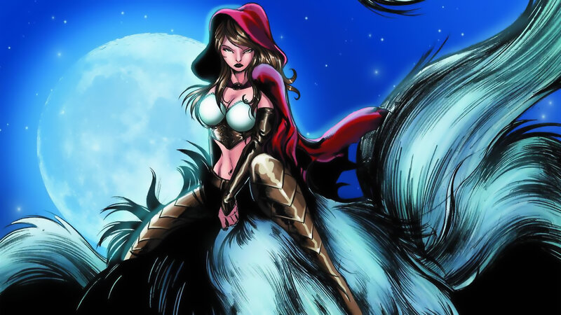 Woman in Red Hood — Blue, Dramatic