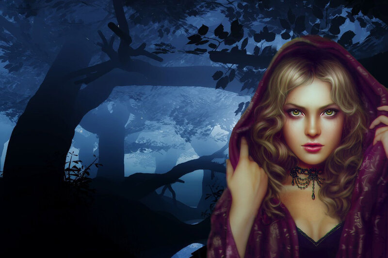 Woman in Red Hood — Blue