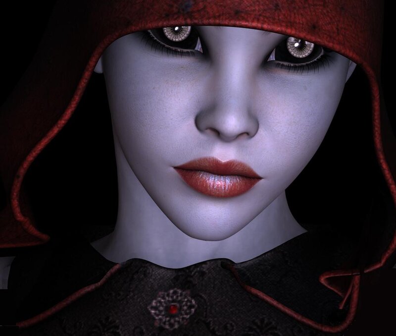 Woman in Red Hood — Dramatic, 3d Render