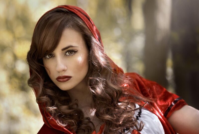 Woman in Red Hood — Dramatic, Afternoon, Photograph, Forest