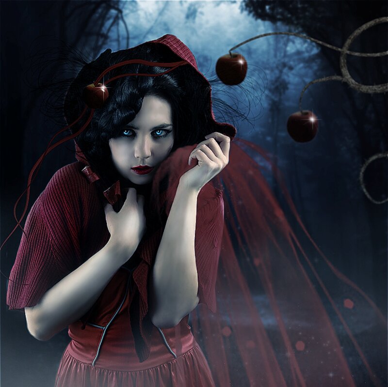 Woman in Red Hood — Dramatic, Mysterious