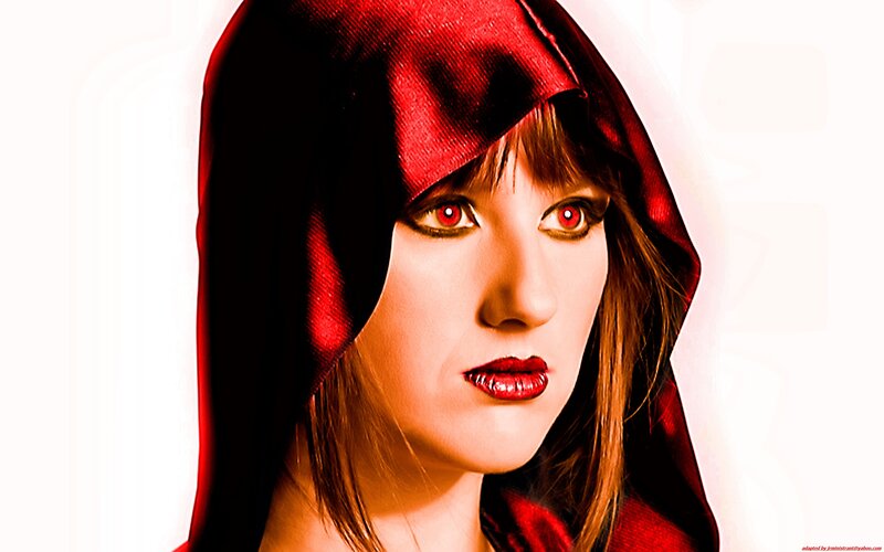 Woman in Red Hood — Dramatic, Photograph, Red Eyes