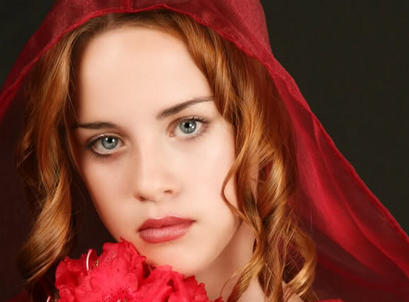 Woman in Red Hood — Dramatic, Photograph, Red Flower