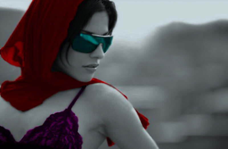 Woman in Red Hood — Dramatic, Photograph