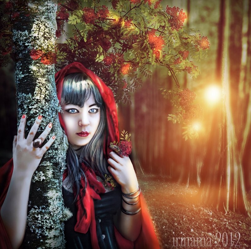 Woman in Red Hood — Dramatic, Sunset, Digital Art