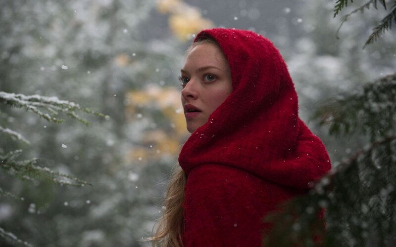 Woman in Red Hood — Dramatic, Winter, Photograph, Snow