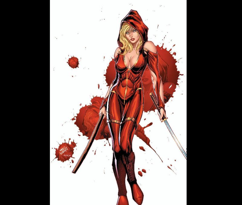 Woman in Red Hooded Suit