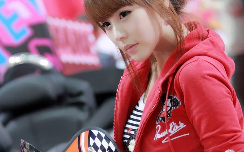 woman in red hoodie