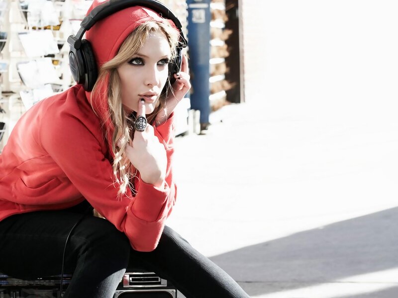 Woman in Red Hoodie — Confident, Afternoon