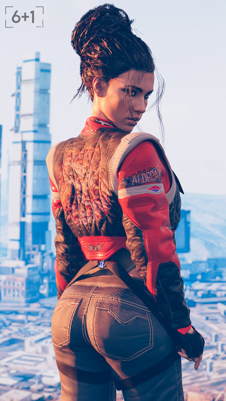 Woman in Red Jacket — Dramatic, Afternoon, 3d Render