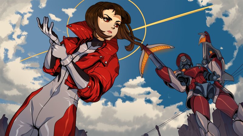 Woman in Red Jacket — Dramatic, Afternoon, Digital Art