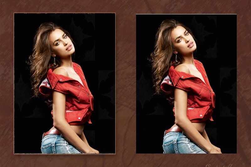 Woman in Red Jacket — Dramatic, Photograph, Jeans, Earrings