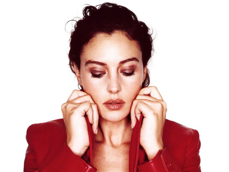 Woman in Red Jacket — Dramatic, Photograph, Makeup, Hands
