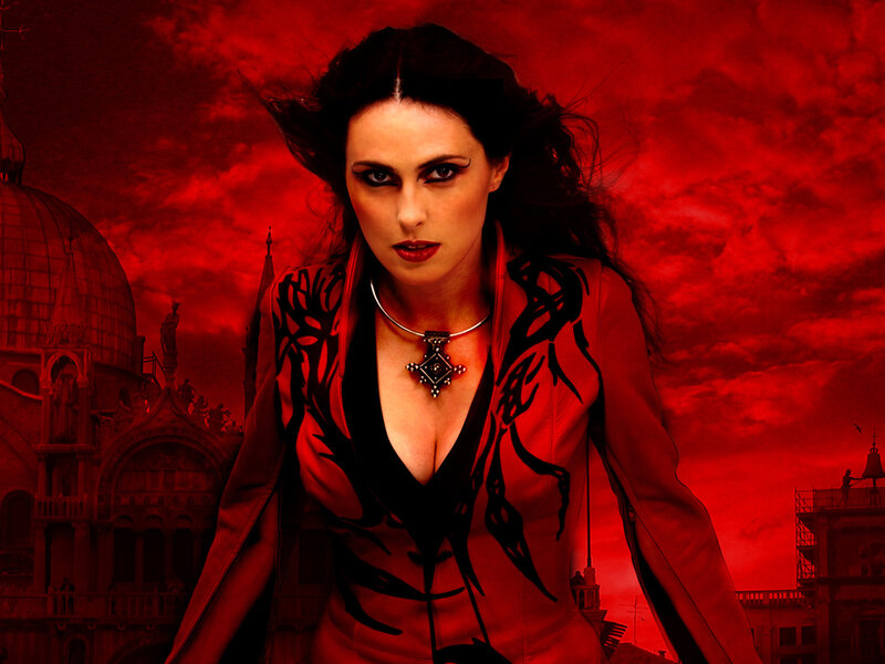 Woman in Red Jacket — Dramatic, Sunset, Photograph