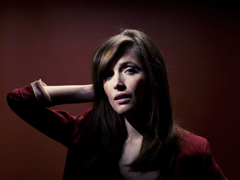 woman in red jacket portrait
