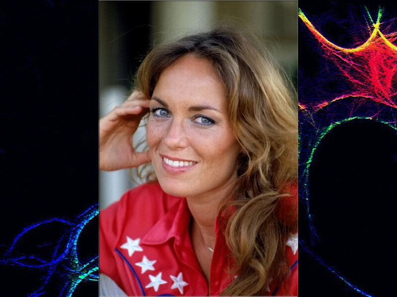 Woman in Red Jacket — Smiling, Photograph