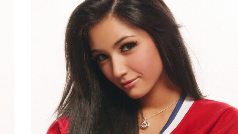 woman in red jersey smiling