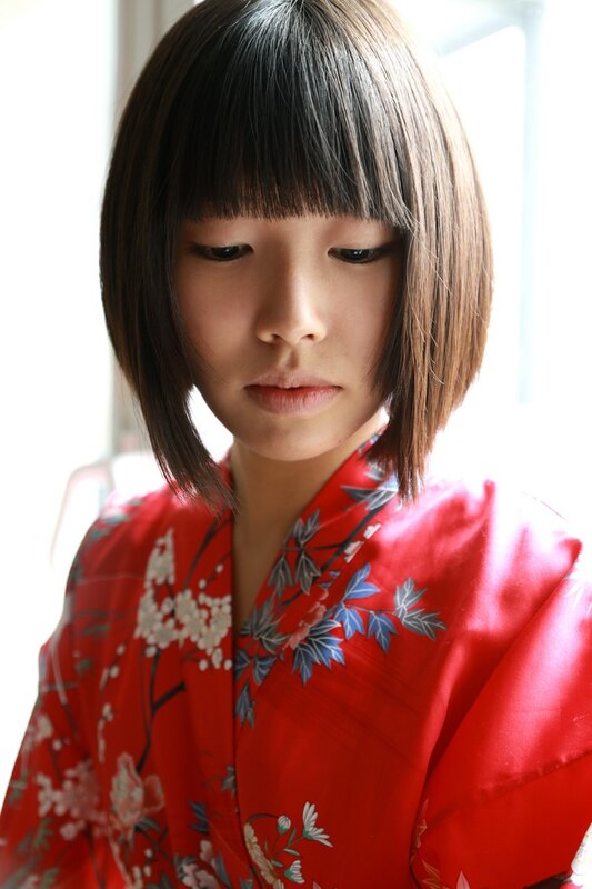 woman in red kimono