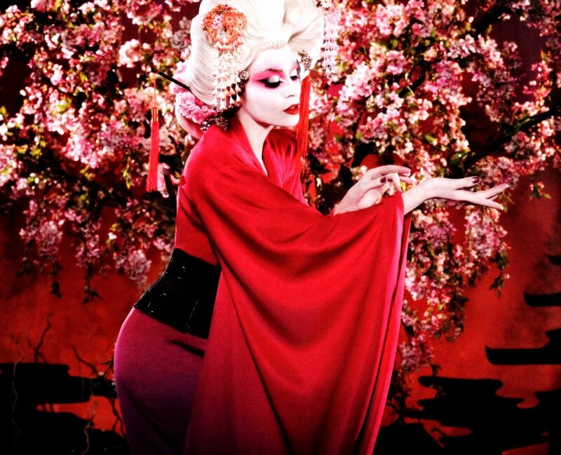 Woman in Red Kimono — Dramatic, Spring