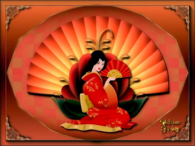 Woman in Red Kimono — Dramatic, Sunset