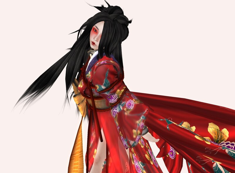 Woman in Red Kimono — Dramatic