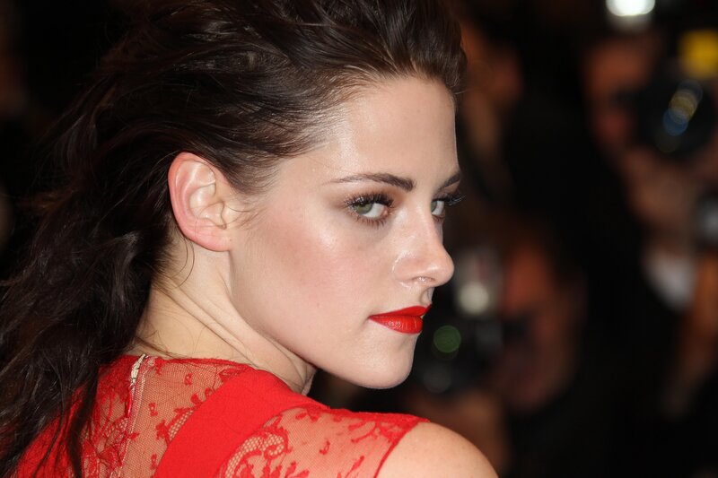 woman in red lace dress