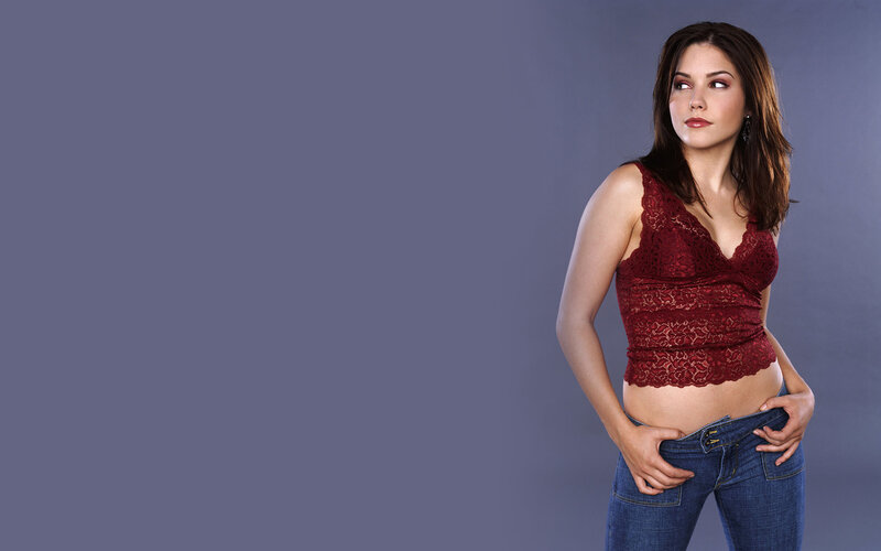 woman in red lace top